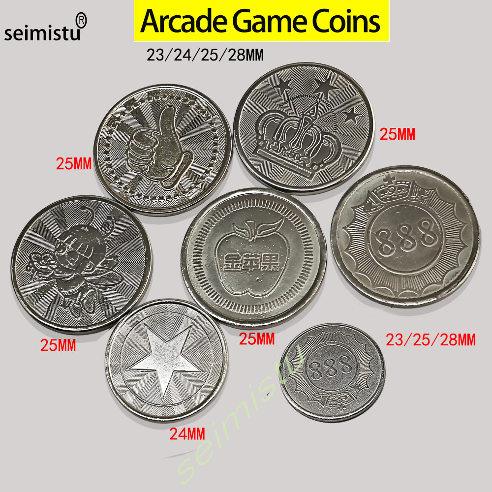 Arcade Vending & Laundry - 100 Stück Edelstahl 23/24/25mm Kronen-Design Arcade-Münzen